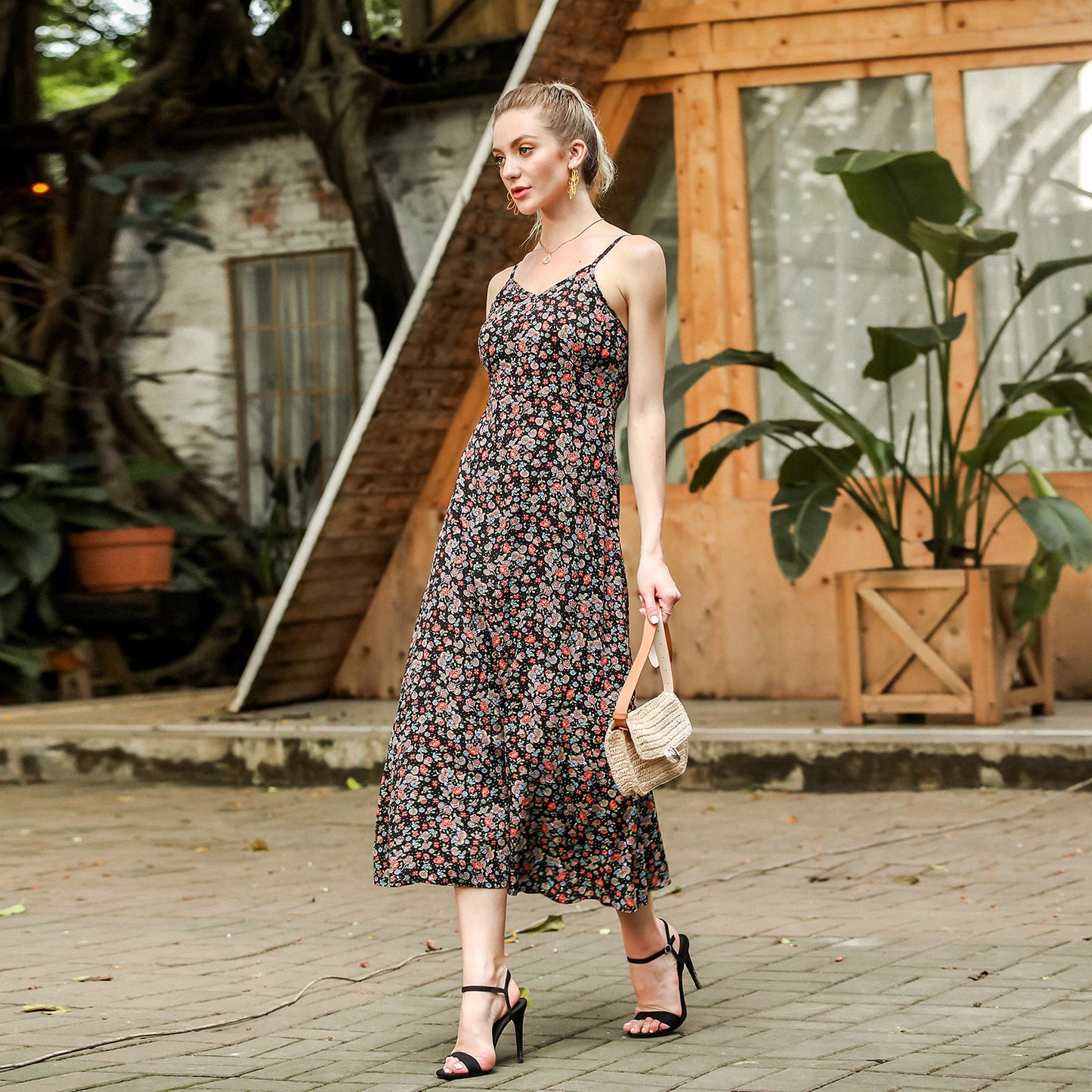 Sling Floral Long Dress